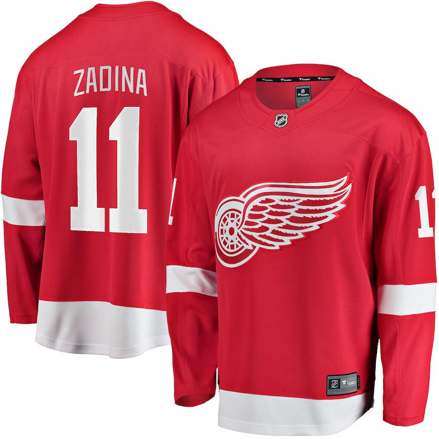 Men Detroit Red Wings 11 Filip Zadina Fanatics Branded Red Home Breakaway Player NHL Jersey